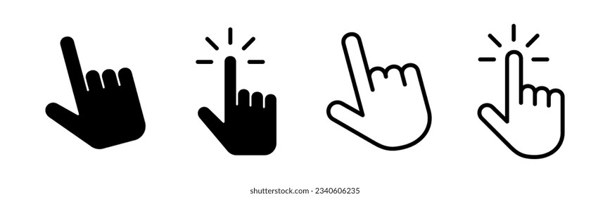 Hand cursor icon set illustration. cursor sign and symbol. hand cursor icon clik