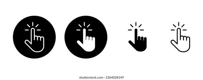 Ilustración del conjunto de iconos del cursor de mano. símbolo y signo del cursor. clic en icono del cursor de mano