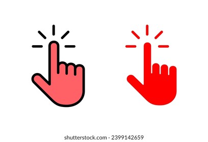 Ilustración del conjunto de iconos del cursor de mano. símbolo y signo del cursor. clic en icono del cursor de mano