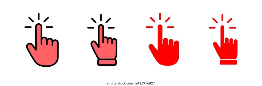 Ilustración del conjunto de iconos del cursor de mano. símbolo y signo del cursor. clic en icono del cursor de mano