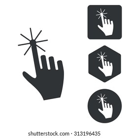 Hand cursor icon set, monochrome, isolated on white