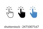 Hand cursor icon set vector. cursor sign and symbol. hand cursor icon click. Black PNG Silhouette