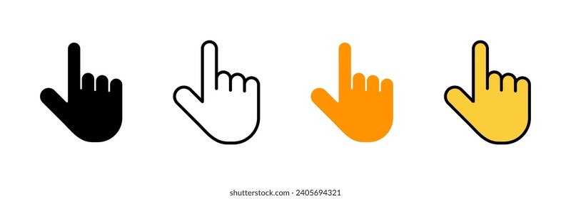 Vector de conjunto de iconos del cursor de mano. símbolo y signo del cursor. clic en icono del cursor de mano