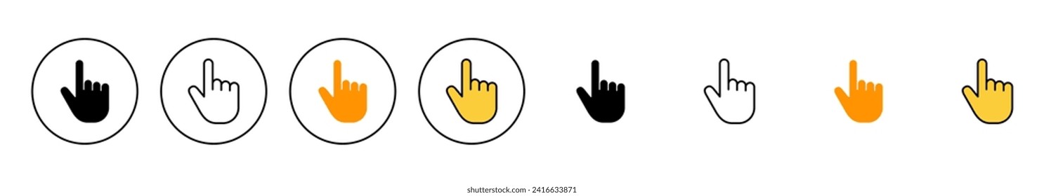 Hand cursor icon set vector. cursor sign and symbol. hand cursor icon clik