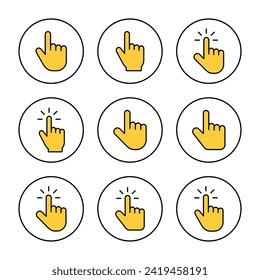 Hand cursor icon set vector. cursor sign and symbol. hand cursor icon clik