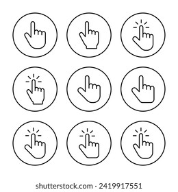 Hand cursor icon set vector. cursor sign and symbol. hand cursor icon clik