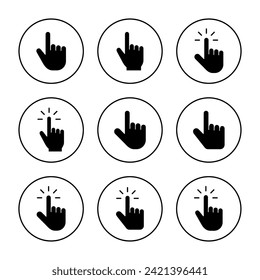 Hand cursor icon set vector. cursor sign and symbol. hand cursor icon clik