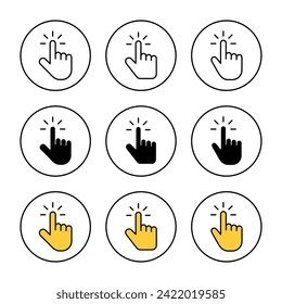 Hand cursor icon set vector. cursor sign and symbol. hand cursor icon clik