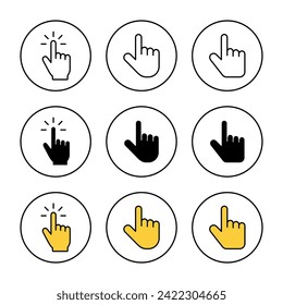 Hand cursor icon set vector. cursor sign and symbol. hand cursor icon clik