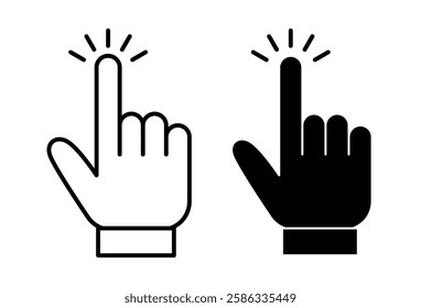 Hand Cursor Icon Set. Hand Cursor Vector Icon in line style design. Click Symbol.