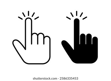 Hand Cursor Icon Set. Hand Cursor Vector Icon in line style design. Click Symbol.