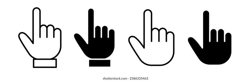 Hand Cursor Icon Set. Hand Cursor Vector Icon in line style design. Click Symbol.