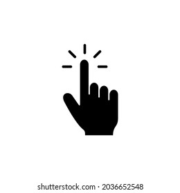 Icono del cursor de mano. símbolo y signo del cursor. clic en icono del cursor de mano