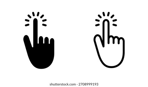 Símbolo del icono del cursor de la mano para los App y los Sitios web. símbolo y símbolo del cursor de la mano