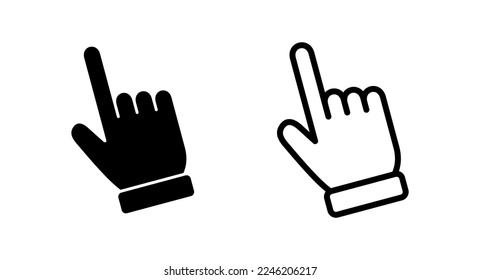 Ilustración vectorial del icono del cursor de mano. símbolo y signo del cursor. clic en icono del cursor de mano