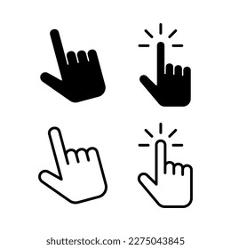 Ilustración vectorial del icono del cursor de mano. símbolo y signo del cursor. clic en icono del cursor de mano