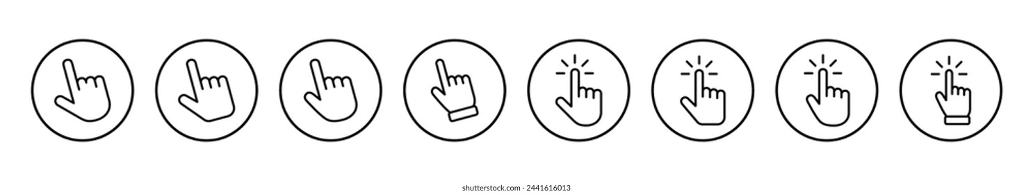 Ilustración vectorial de icono de cursor de mano. símbolo y signo de cursor. icono de cursor de mano clic