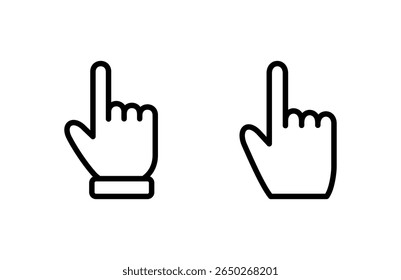 Ilustración vectorial del icono del cursor de la mano. signo y símbolo del cursor. icono del cursor de la mano clik