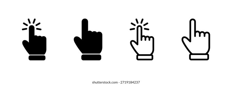 Ilustración vectorial del icono del cursor de la mano. signo y símbolo del cursor. icono del cursor de la mano clik
