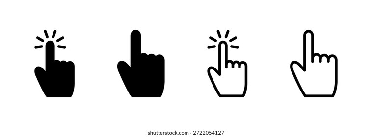 Ilustración vectorial del icono del cursor de la mano. signo y símbolo del cursor. icono del cursor de la mano clik
