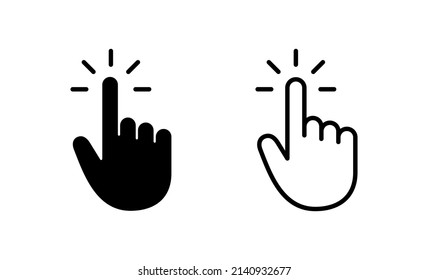 Vector de icono del cursor de mano. símbolo y signo del cursor. clic en icono del cursor de mano