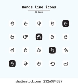 Hand cursor icon vector for web and mobile app. cursor sign and symbol. hand cursor icon click and guess. Collection ui icons with squircle shape. Web Page, Mobile App, UI, UX design.