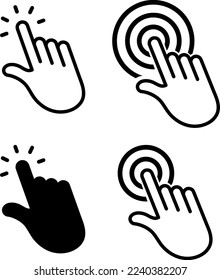 Iconos del cursor mano hacer clic en establecer el vector de símbolo para la web sobre fondo blanco..eps
