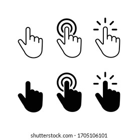 Hand Cursor icons set, click icon vector design