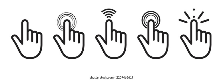 Hand-Cursor-Symbole gesetzt, Maus klicken Cursor-Sammlung in Schwarz. Cursor-Symbole, Vektorgrafik.