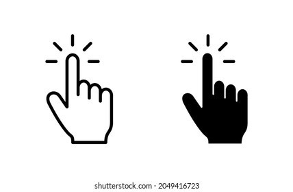 Conjunto de iconos del cursor de mano. símbolo y signo del cursor. clic en icono del cursor de mano