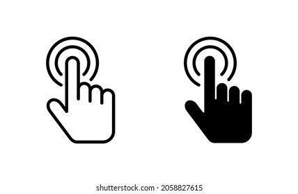 Conjunto de iconos del cursor de mano. símbolo y signo del cursor. clic en icono del cursor de mano