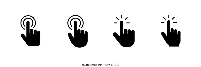 Conjunto de iconos del cursor de mano. símbolo y signo del cursor. clic en icono del cursor de mano