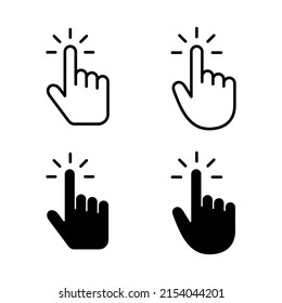 Vector de iconos del cursor de mano. símbolo y signo del cursor. clic en icono del cursor de mano