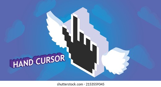 Hand cursor isometric design icon. Vector web illustration. 3d colorful concept