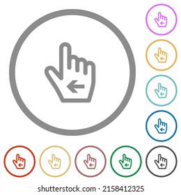 Hand cursor left outline flat color icons in round outlines on white background