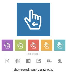 Hand cursor left outline flat white icons in square backgrounds. 6 bonus icons included.