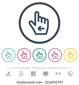 Hand cursor left outline flat color icons in round outlines. 6 bonus icons included.