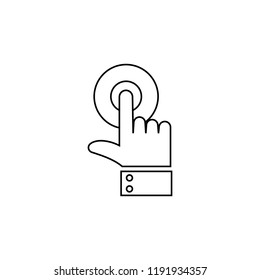 Hand cursor line click. Outline Vector Icon Isolated on White Background. Trendy flat ui sign design, graphic pictogram. Logo illustration. Eps10.