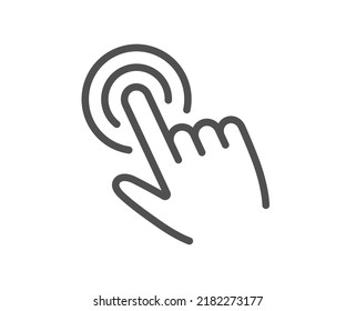 Hand cursor line icon. Click action sign. Finger pointer symbol. Quality design element. Linear style cursor icon. Editable stroke. Vector