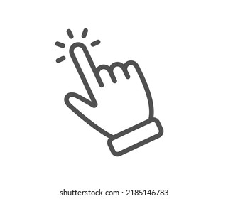 Hand cursor line icon. Click action sign. Finger pointer symbol. Quality design element. Linear style cursor icon. Editable stroke. Vector