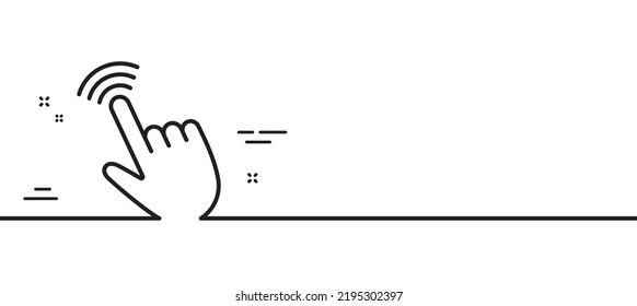 Hand cursor line icon. Click action sign. Finger pointer symbol. Minimal line illustration background. Cursor line icon pattern banner. White web template concept. Vector
