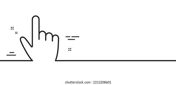 Zeige das Zeigersymbol. Klicken Sie auf Aktionszeichen. Fingerzeiger-Symbol. Minimaler Hintergrund der Illustration. Cursor-Zeilensymbanner mit Mustern. White Web Template Konzept. Vektorgrafik