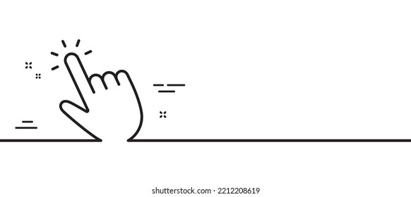 Hand cursor line icon. Click action sign. Finger pointer symbol. Minimal line illustration background. Cursor line icon pattern banner. White web template concept. Vector