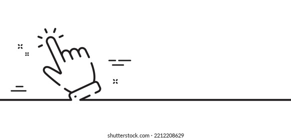 Hand cursor line icon. Click action sign. Finger pointer symbol. Minimal line illustration background. Cursor line icon pattern banner. White web template concept. Vector