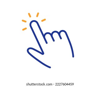 Hand cursor line icon. Click action sign. Finger pointer symbol. Colorful thin line outline concept. Linear style cursor icon. Editable stroke. Vector