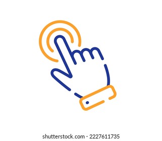 Hand cursor line icon. Click action sign. Finger pointer symbol. Colorful thin line outline concept. Linear style cursor icon. Editable stroke. Vector