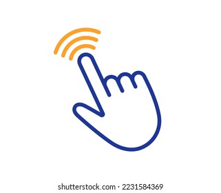 Hand cursor line icon. Click action sign. Finger pointer symbol. Colorful thin line outline concept. Linear style cursor icon. Editable stroke. Vector