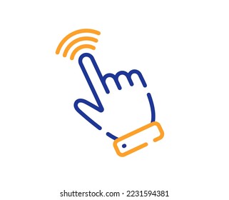 Zeige das Zeigersymbol. Klicken Sie auf Aktionszeichen. Fingerzeiger-Symbol. Farbenvolles Konzept der dünnen Linie. Cursorsymbol im linearen Stil. Bearbeitbarer Strich. Vektorgrafik