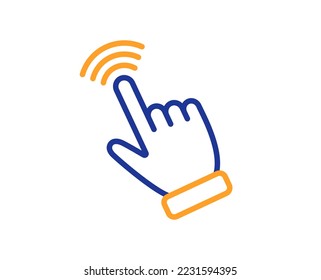 Hand cursor line icon. Click action sign. Finger pointer symbol. Colorful thin line outline concept. Linear style cursor icon. Editable stroke. Vector