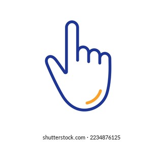 Hand cursor line icon. Click action sign. Finger pointer symbol. Colorful thin line outline concept. Linear style cursor icon. Editable stroke. Vector